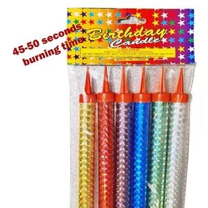 6 Birthday Sparkling colored flame Candles for Birthday Party, Wedding, 5o sec
